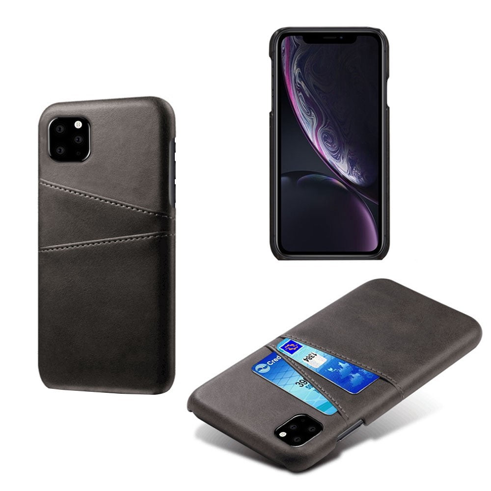 Double Card Slots Case for iPhone 11 6.1 inch, PU Leather Coated PC Slim Fit Protective Phone Cover
