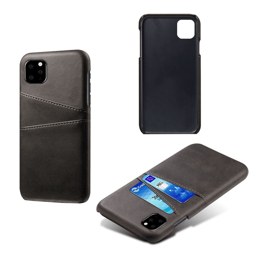 Double Card Slots Case for iPhone 11 6.1 inch, PU Leather Coated PC Slim Fit Protective Phone Cover