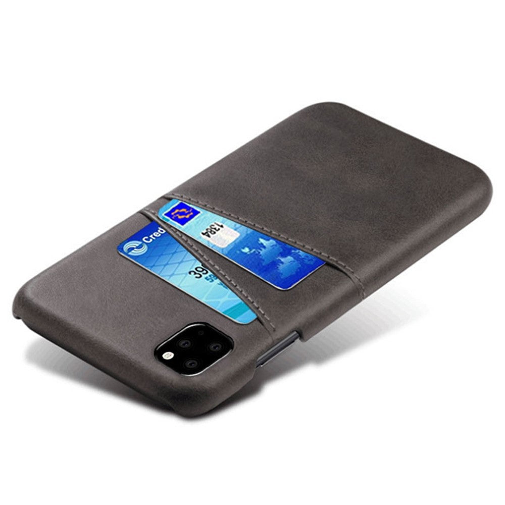 Double Card Slots Case for iPhone 11 6.1 inch, PU Leather Coated PC Slim Fit Protective Phone Cover