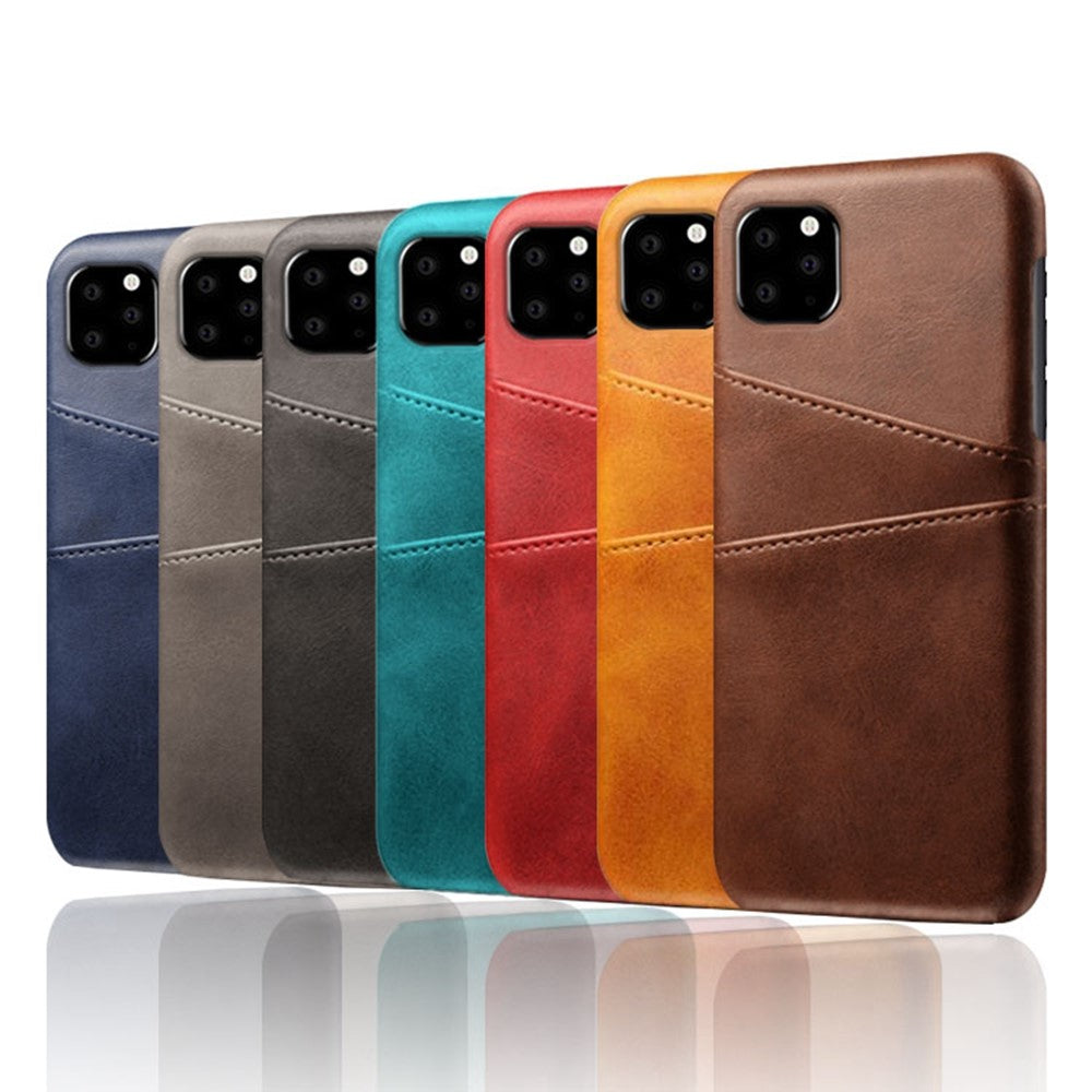 Double Card Slots Case for iPhone 11 6.1 inch, PU Leather Coated PC Slim Fit Protective Phone Cover