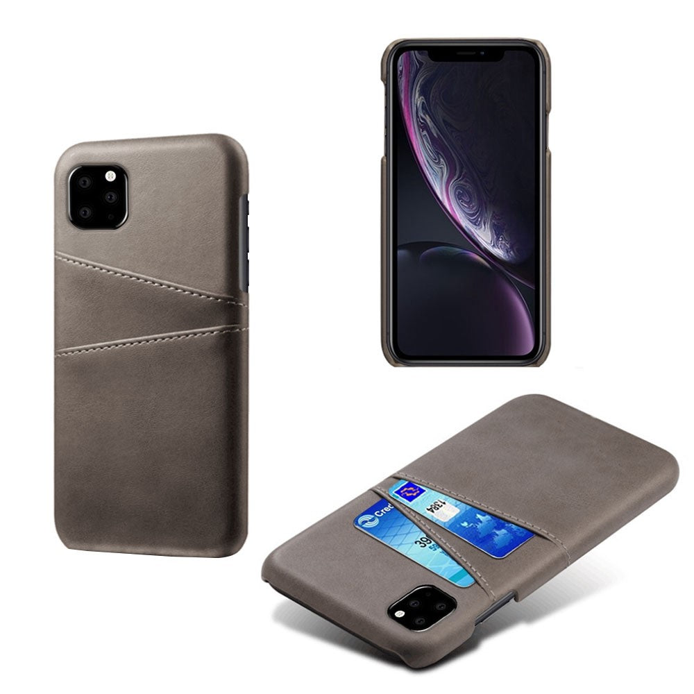 Double Card Slots Case for iPhone 11 6.1 inch, PU Leather Coated PC Slim Fit Protective Phone Cover