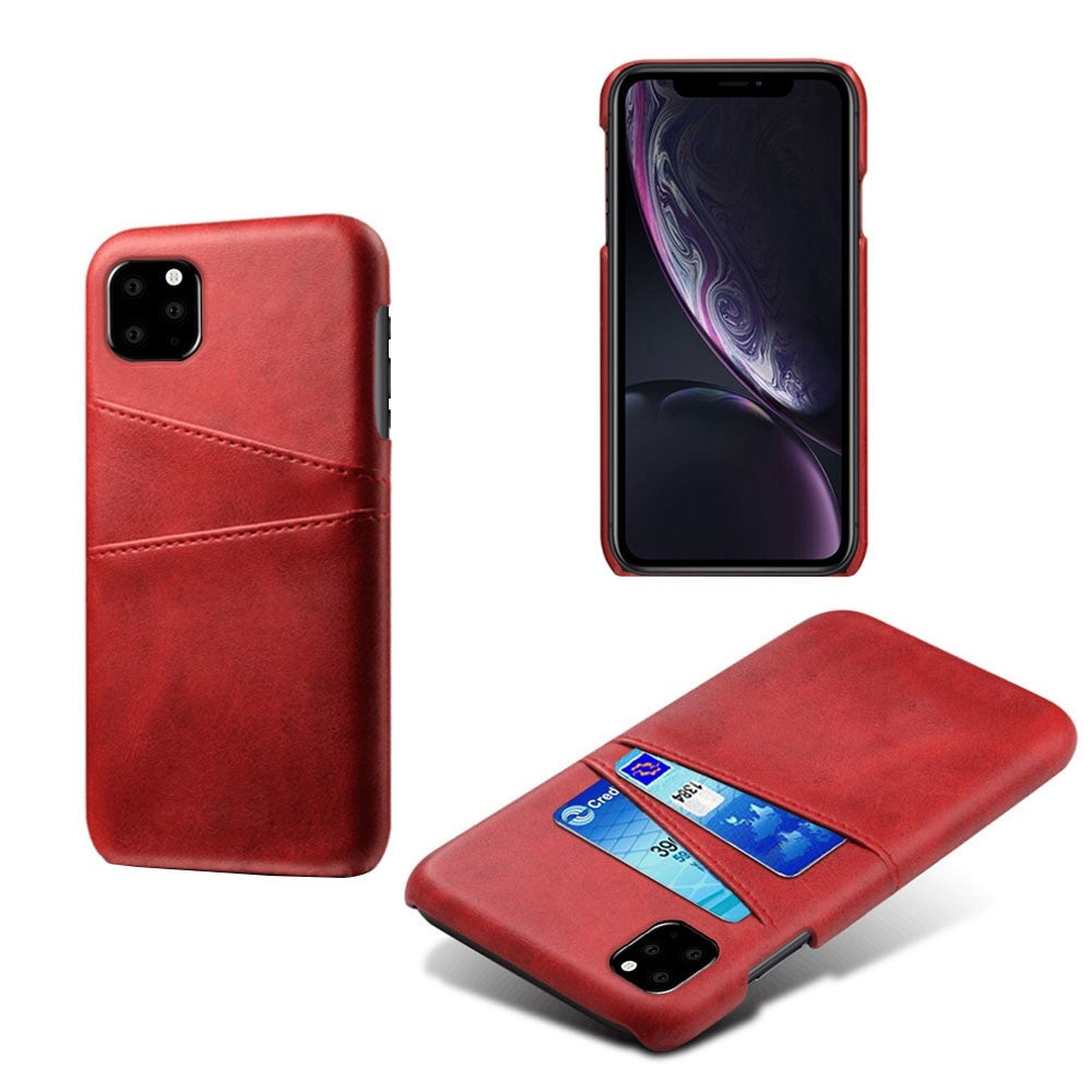 Double Card Slots Case for iPhone 11 6.1 inch, PU Leather Coated PC Slim Fit Protective Phone Cover
