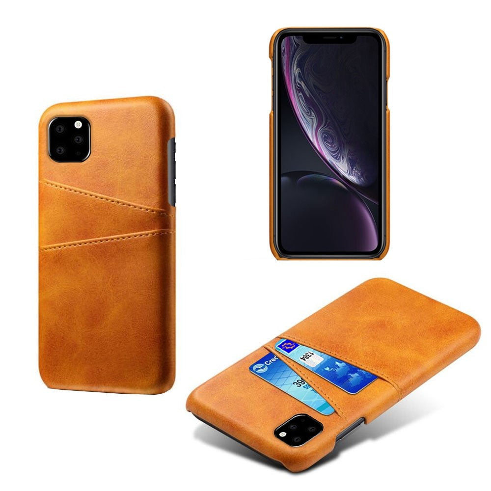 Double Card Slots Case for iPhone 11 6.1 inch, PU Leather Coated PC Slim Fit Protective Phone Cover