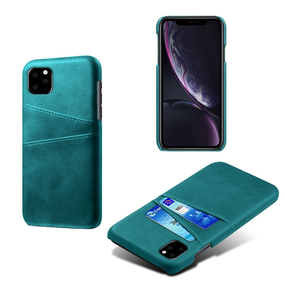 Double Card Slots Case for iPhone 11 6.1 inch, PU Leather Coated PC Slim Fit Protective Phone Cover