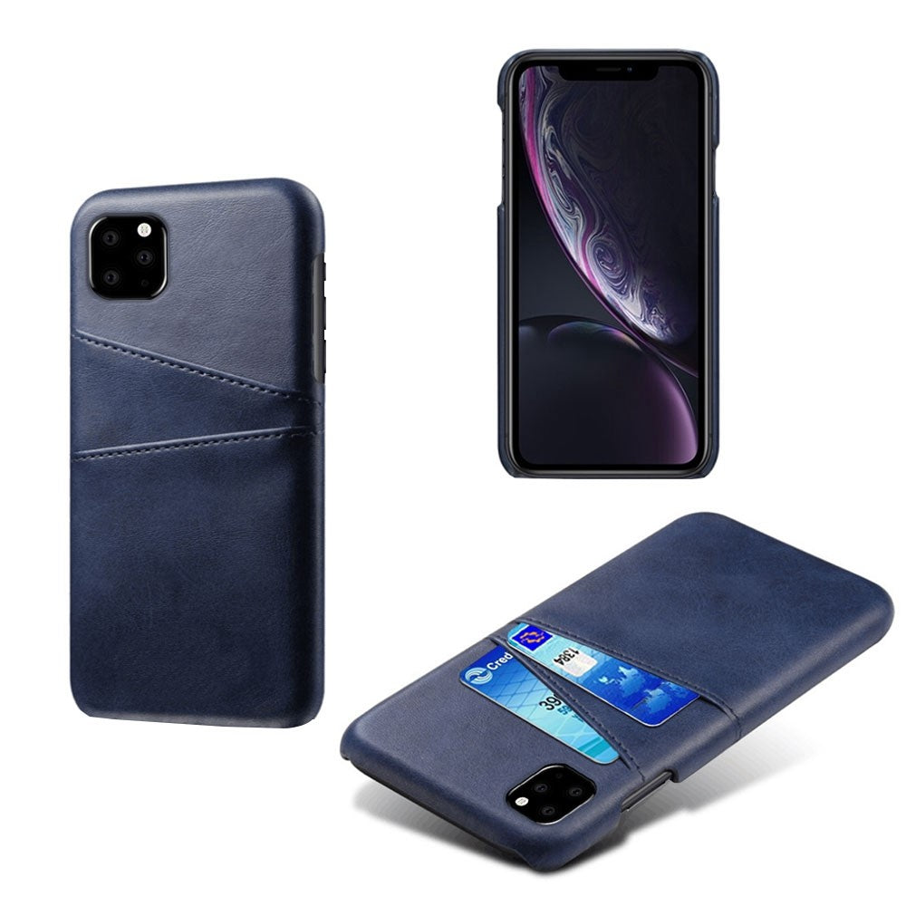 Double Card Slots Case for iPhone 11 6.1 inch, PU Leather Coated PC Slim Fit Protective Phone Cover