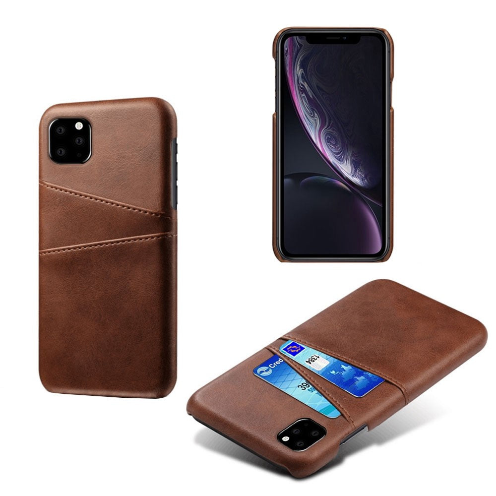 Double Card Slots Case for iPhone 11 6.1 inch, PU Leather Coated PC Slim Fit Protective Phone Cover