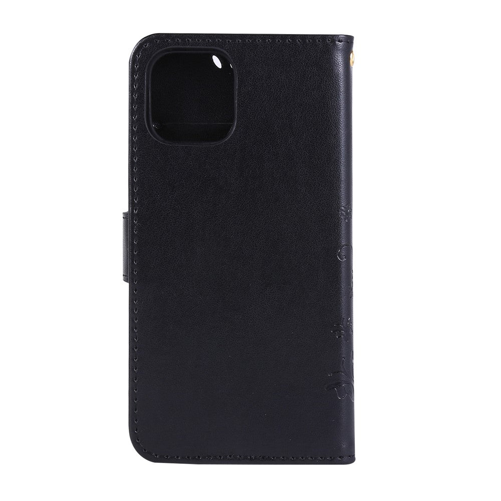 Præg sommerfugleblomster læder mobiltelefoncover til iPhone 11 Pro Max 6,5 tommer (2019)