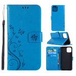 Præg sommerfugleblomster læder mobiltelefoncover til iPhone 11 Pro Max 6,5 tommer (2019)