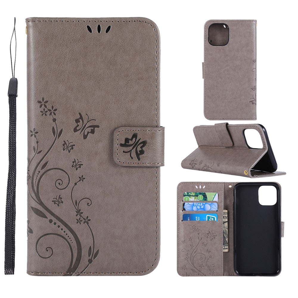Imprint Butterfly Läderplånboksfodral för iPhone 11 6,1 tum (2019)