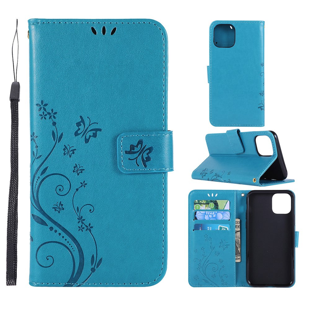 Imprint Butterfly Läderplånboksfodral för iPhone 11 6,1 tum (2019)