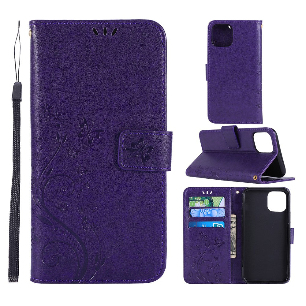 Imprint Butterfly Läderplånboksfodral för iPhone 11 6,1 tum (2019)