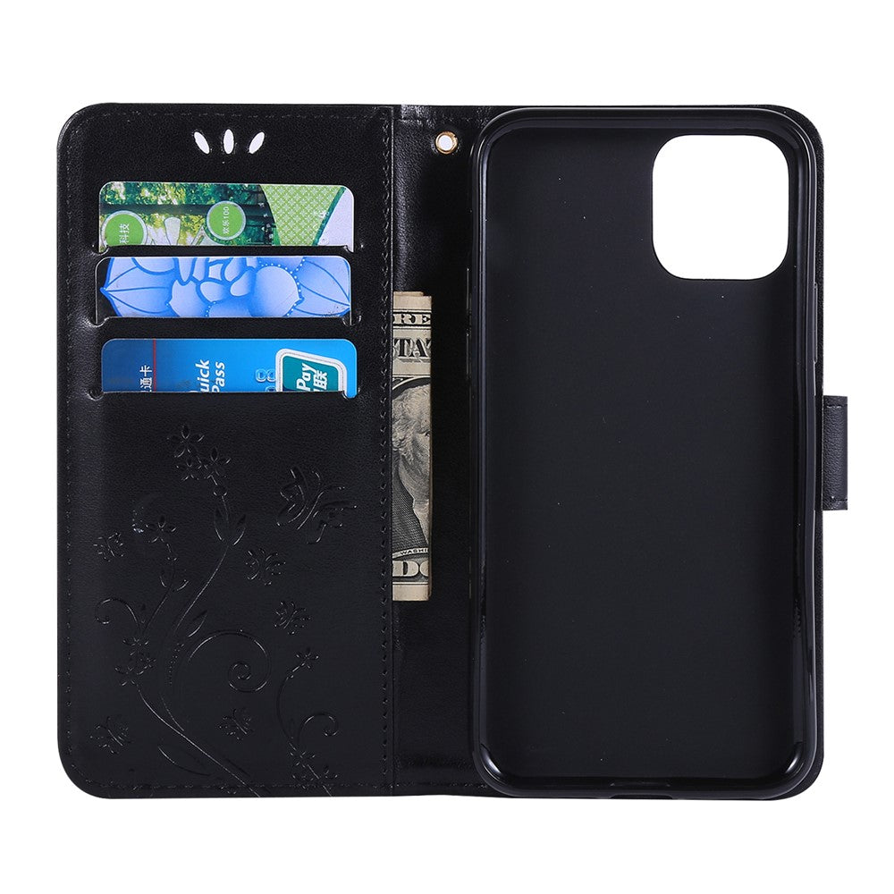 Imprint Butterfly Læderpung Mobilcover til iPhone 11 Pro 5,8 tommer (2019)
