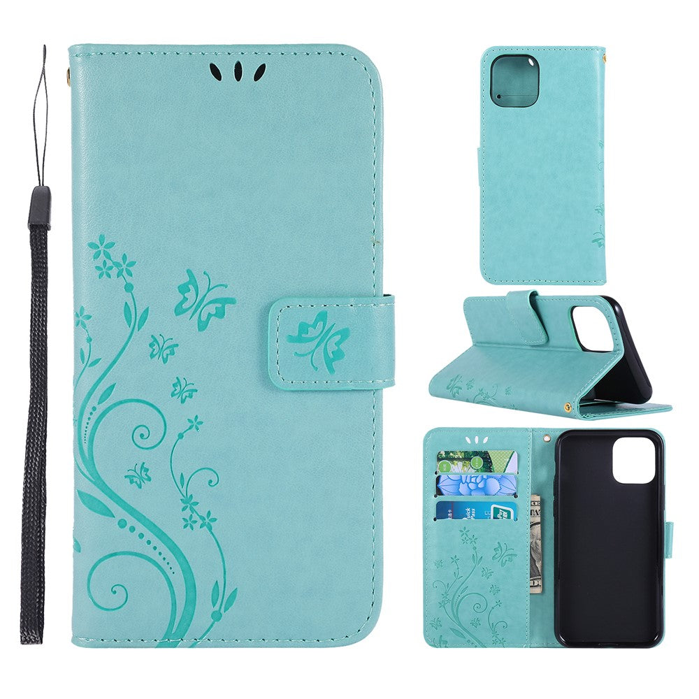 Imprint Butterfly Læderpung Mobilcover til iPhone 11 Pro 5,8 tommer (2019)