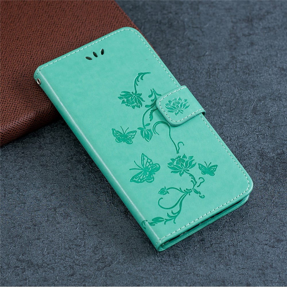 Imprint Butterfly Flowers Leather Wallet Phone Case for iPhone 11 6.1 inch (2019)