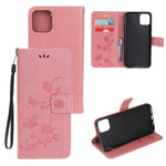 Imprint Butterfly Flowers Leather Wallet Phone Case for iPhone 11 6.1 inch (2019)