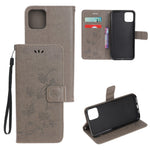 Imprint Butterfly Flowers Leather Wallet Phone Case for iPhone 11 6.1 inch (2019)