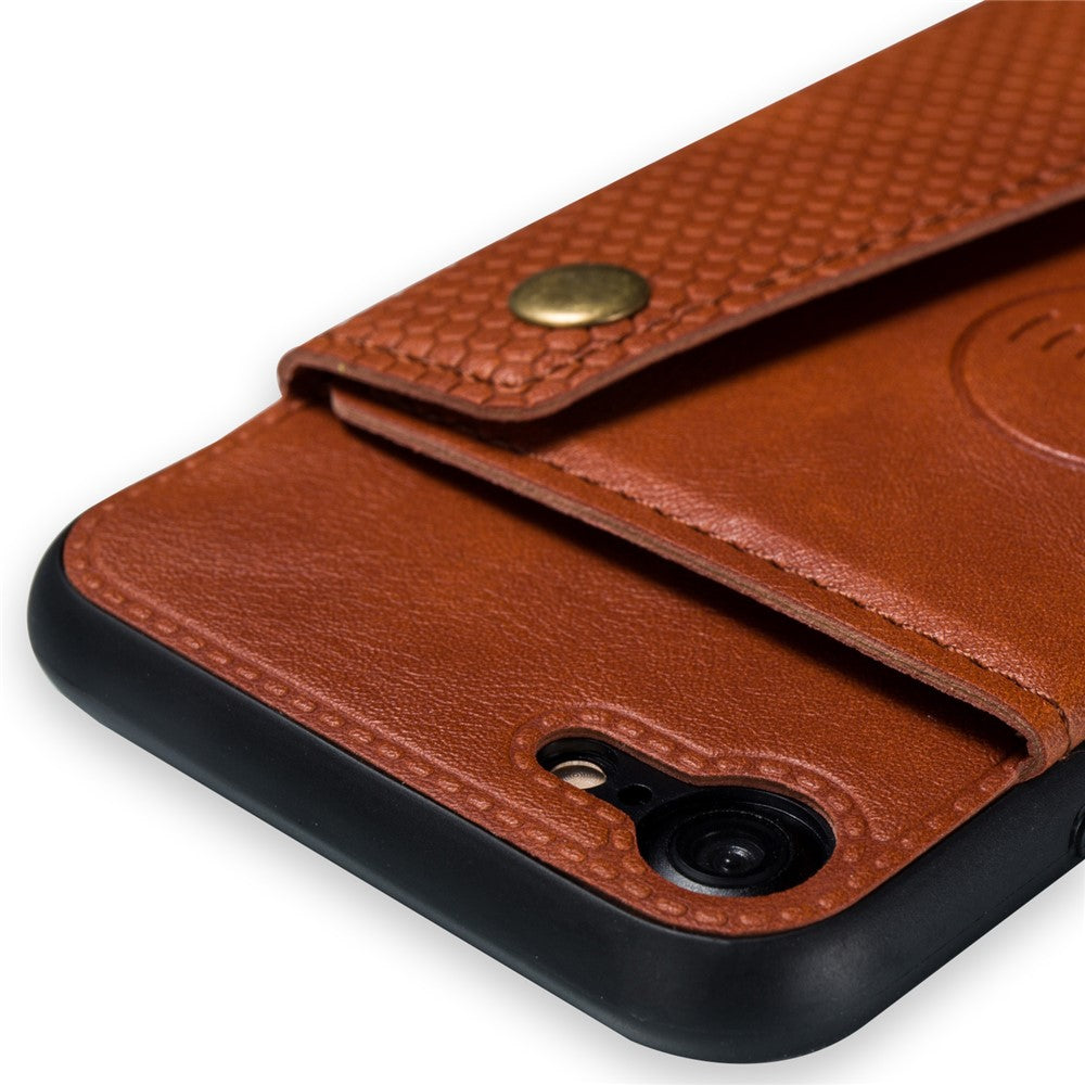 Støtteben Kortlomme PU Læderbelagt TPU-etui [Indbygget Magnetisk Plade til Bil] til iPhone 8/7/SE (2020)/SE (2022)