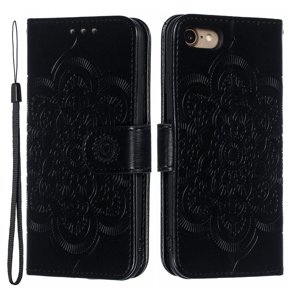 Imprint Mandala Flower Wallet Stand PU Leather Case for iPhone SE (2020)/SE (2022)/8/7 4.7 inch