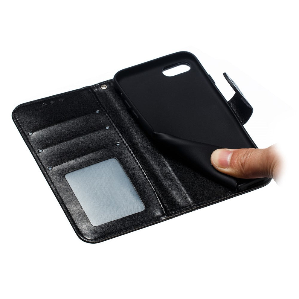 Imprint Mandala Flower Wallet Stand PU Leather Case for iPhone SE (2020)/SE (2022)/8/7 4.7 inch