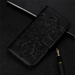 Imprint Mandala Flower Wallet Stand PU Leather Case for iPhone SE (2020)/SE (2022)/8/7 4.7 inch