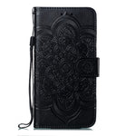 Imprint Mandala Flower Wallet Stand PU Leather Case for iPhone SE (2020)/SE (2022)/8/7 4.7 inch
