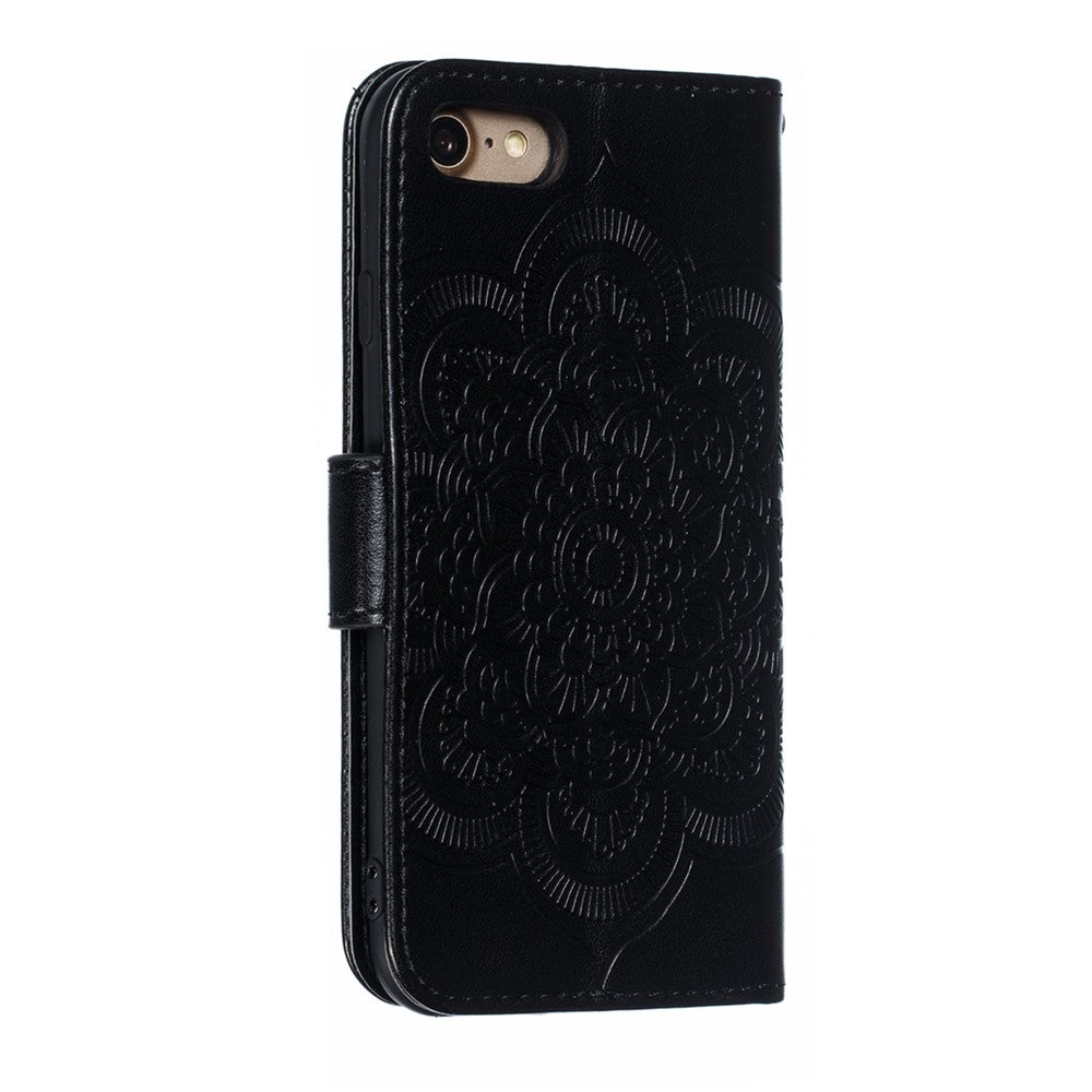 Imprint Mandala Flower Wallet Stand PU Leather Case for iPhone SE (2020)/SE (2022)/8/7 4.7 inch