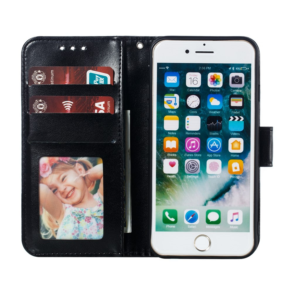 Imprint Mandala Flower Wallet Stand PU Leather Case for iPhone SE (2020)/SE (2022)/8/7 4.7 inch