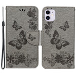 Imprint Butterfly Flower Leather Wallet Case for iPhone 11 6.1 inch (2019) with Foldable Stand