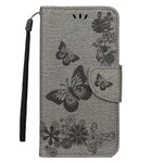 Imprint Butterfly Flower Leather Wallet Case for iPhone 11 6.1 inch (2019) with Foldable Stand