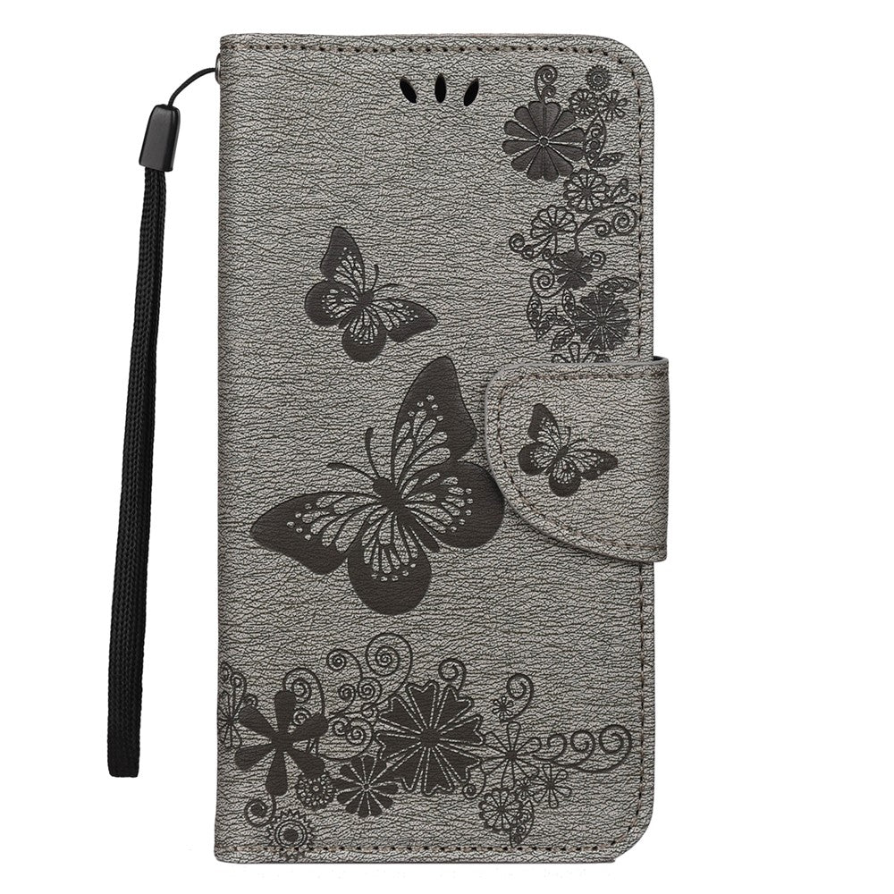 Imprint Butterfly Flower Leather Wallet Case for iPhone 11 6.1 inch (2019) with Foldable Stand