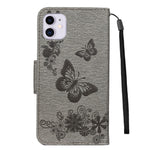 Imprint Butterfly Flower Leather Wallet Case for iPhone 11 6.1 inch (2019) with Foldable Stand