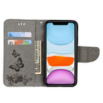 Imprint Butterfly Flower Leather Wallet Case for iPhone 11 6.1 inch (2019) with Foldable Stand