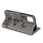 Imprint Butterfly Flower Leather Wallet Case for iPhone 11 6.1 inch (2019) with Foldable Stand