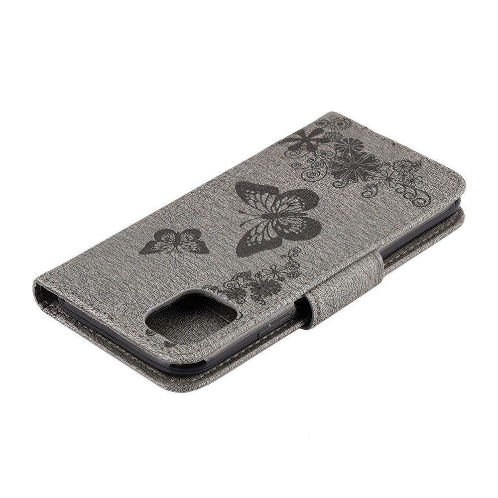 Imprint Butterfly Flower Leather Wallet Case for iPhone 11 6.1 inch (2019) with Foldable Stand