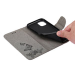 Imprint Butterfly Flower Leather Wallet Case for iPhone 11 6.1 inch (2019) with Foldable Stand