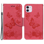 Imprint Butterfly Flower Leather Wallet Case for iPhone 11 6.1 inch (2019) with Foldable Stand