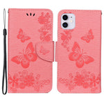 Imprint Butterfly Flower Leather Wallet Case for iPhone 11 6.1 inch (2019) with Foldable Stand