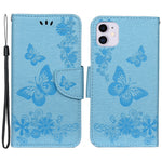 Imprint Butterfly Flower Leather Wallet Case for iPhone 11 6.1 inch (2019) with Foldable Stand