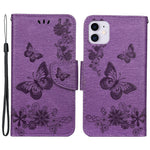 Imprint Butterfly Flower Leather Wallet Case for iPhone 11 6.1 inch (2019) with Foldable Stand