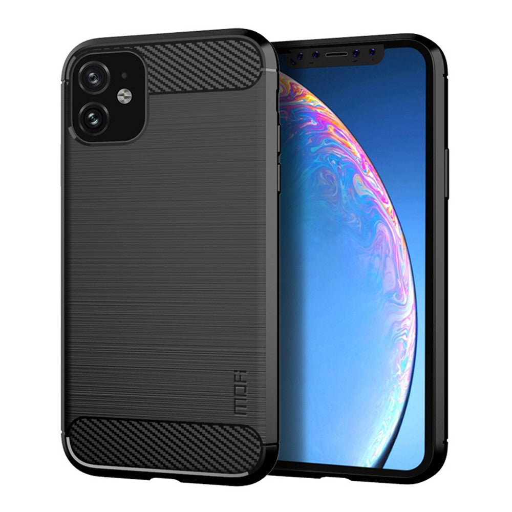 MOFI Carbonfiber-tekstur Børstet TPU Blød Bagsidecover til iPhone 11 6.1 tommer (2019)