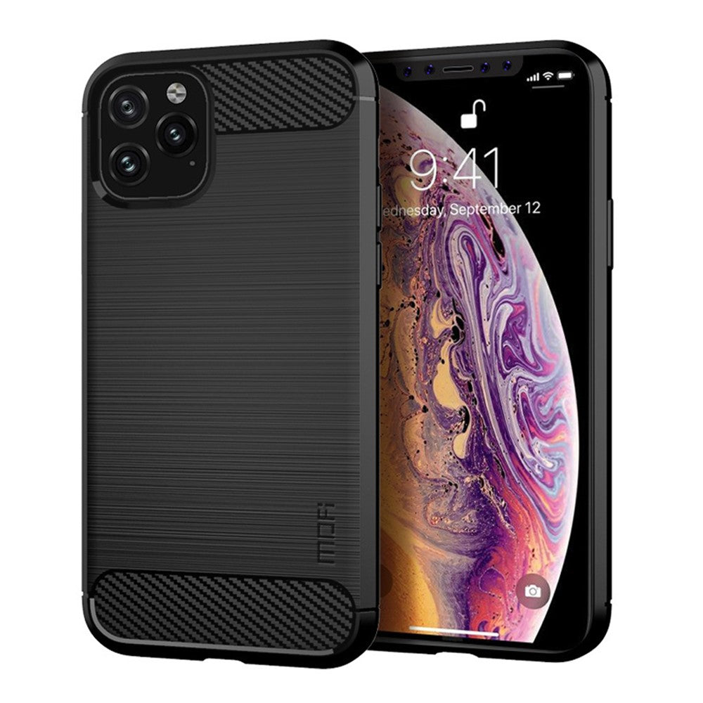 MOFI Kulfiber Tekstur Børstet TPU Blødt Telefonbagcover til iPhone 11 Pro Max 6.5 tommer (2019)