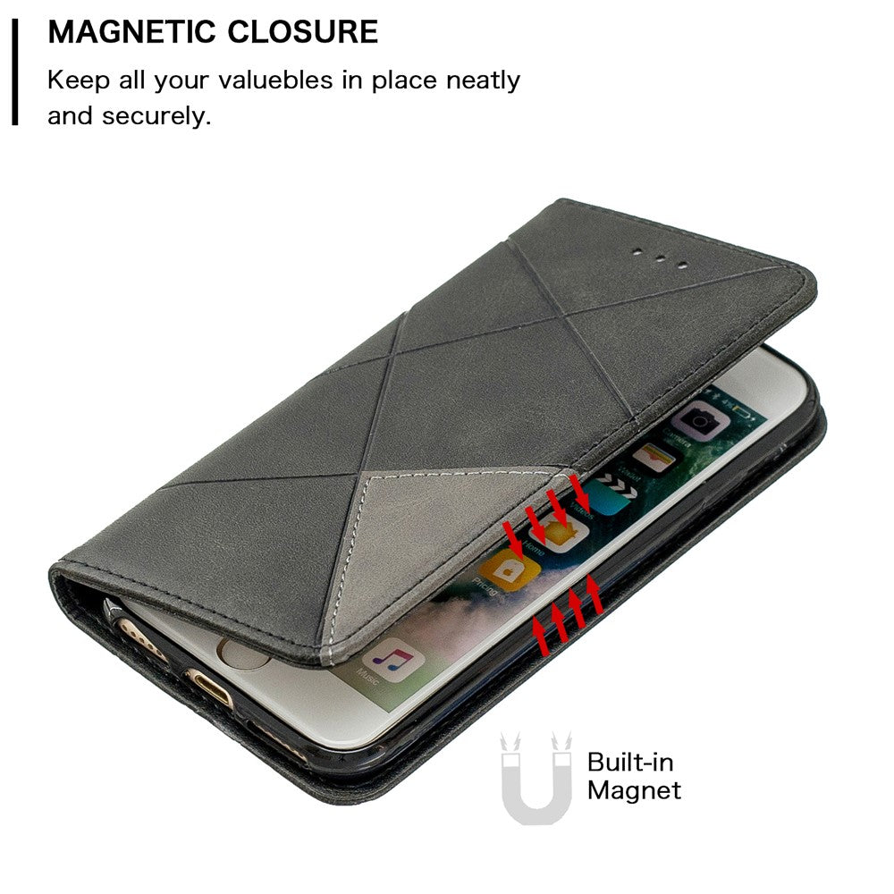 Auto-Absorbed Prismatic Texture Leather Phone Case Card Holder for Iphonese (2020) / SE (2022) / 8 / 7