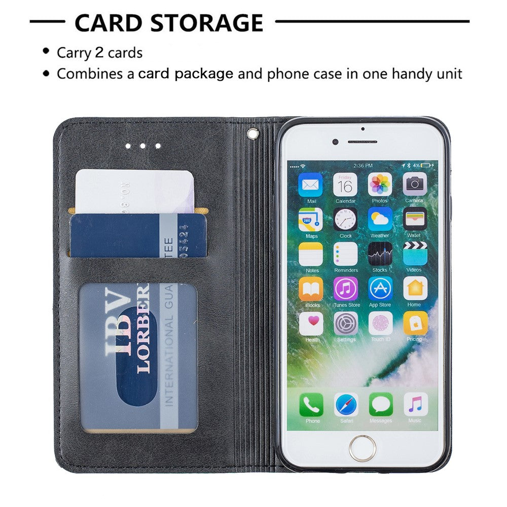 Auto-Absorbed Prismatic Texture Leather Phone Case Card Holder for Iphonese (2020) / SE (2022) / 8 / 7