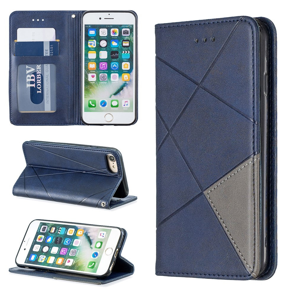Auto-Absorbed Prismatic Texture Leather Phone Case Card Holder for Iphonese (2020) / SE (2022) / 8 / 7