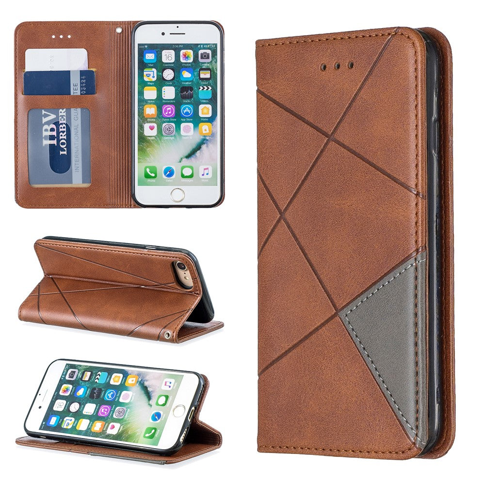 Auto-Absorbed Prismatic Texture Leather Phone Case Card Holder for Iphonese (2020) / SE (2022) / 8 / 7