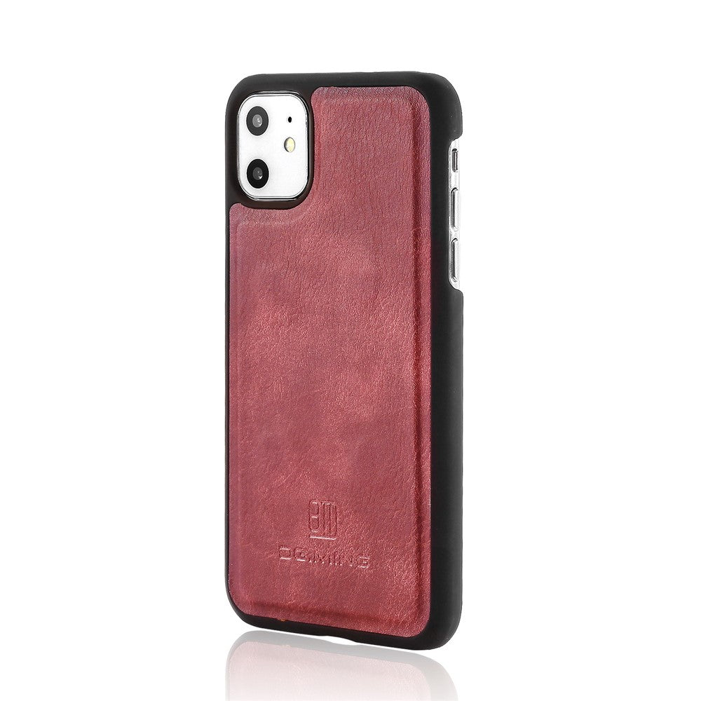 DG.MING Stylish Anti-fingerprint Easy Detechable Split Leather Wallet Flip Folio Case Stand Shockproof PC Inner Cover for iPhone 11 6.1 inch (2019)