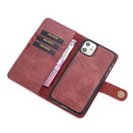 DG.MING Stylish Anti-fingerprint Easy Detechable Split Leather Wallet Flip Folio Case Stand Shockproof PC Inner Cover for iPhone 11 6.1 inch (2019)