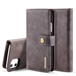 DG.MING Stylish Anti-fingerprint Easy Detechable Split Leather Wallet Flip Folio Case Stand Shockproof PC Inner Cover for iPhone 11 6.1 inch (2019)
