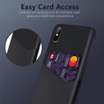 Cloth Splicing PU Leather Coated PC Hard Case with Card Slot for iPhone XS Max 6.5 inch
