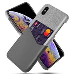 Cloth Splicing PU Leather Coated PC Hard Case with Card Slot for iPhone XS Max 6.5 inch